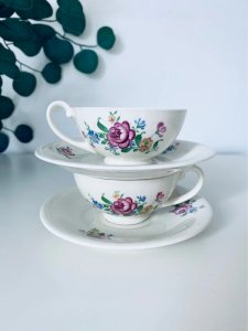 Vintage Tea Cup Duo MOSA Maastricht - Floral Porcelain