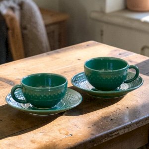 Duo de tasses signées Geneviève Lethu collection Grains de Riz