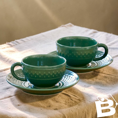Duo de tasses signées Geneviève Lethu collection Grains de Riz