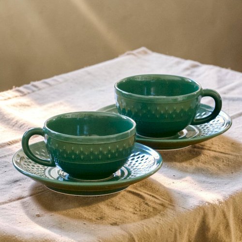 Duo de tasses signées Geneviève Lethu collection Grains de Riz