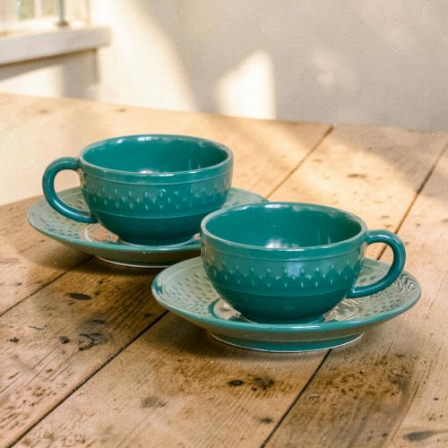 Duo de tasses signées Geneviève Lethu collection Grains de Riz