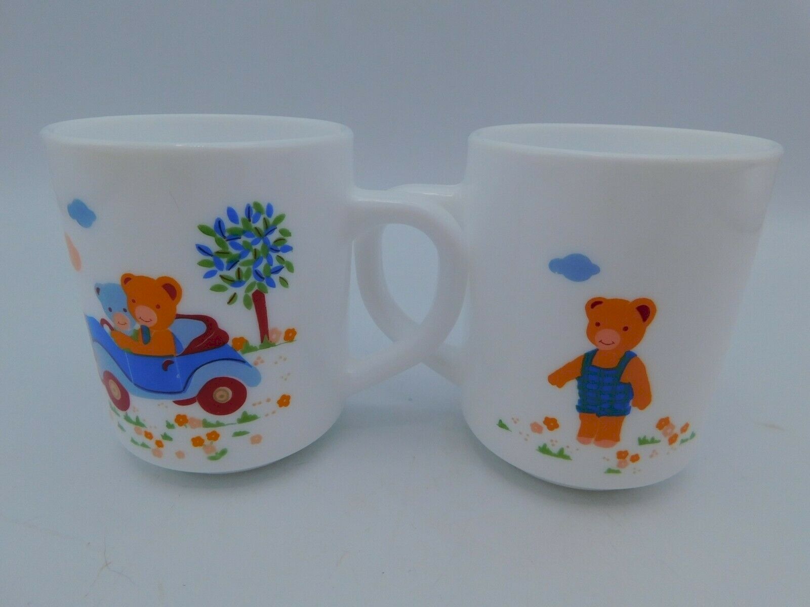 Lot de 3 tasses Arcopal vintage à fleurs orange