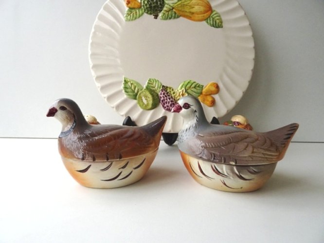 Duo de Terrines Perdrix signé Michel Caugant