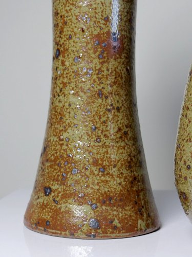 Duo de vases en grès pyrité vintage années 60 style Baudat La Borne