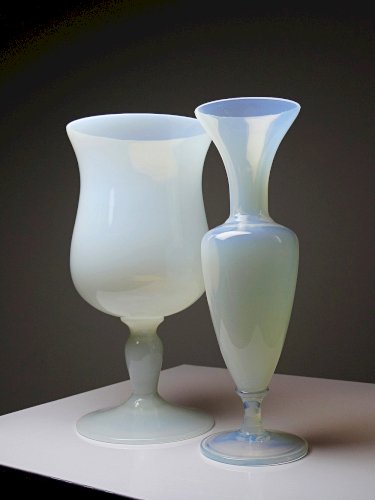 Duo de vases opaline bulle de savon vintage