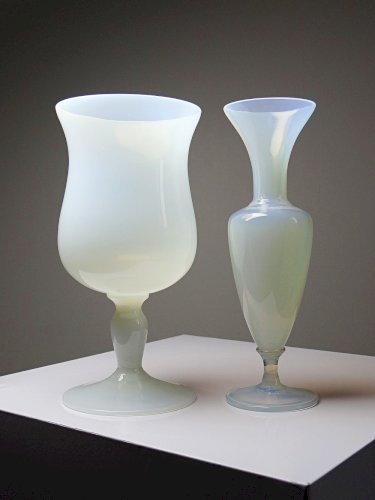 Duo de vases opaline bulle de savon vintage