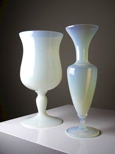 Duo de vases opaline bulle de savon vintage