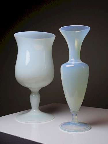 Duo de vases opaline bulle de savon vintage