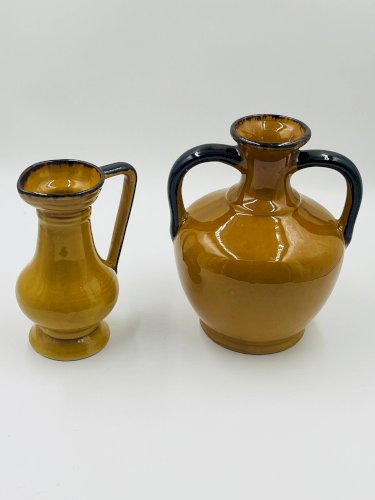 Duo de Vases Vintage Coulobres en Céramique Ocre