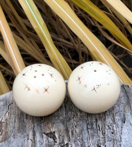 Cream and gold salt and pepper shaker set