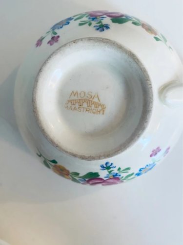 Duo tasses à thé vintage MOSA Maastricht porcelaine décor floral Shabby Chic
