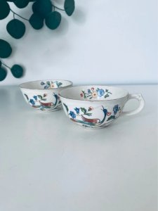 Duo Tasses Anciennes Boch Frères La Louvière Oiseau de Paradis
