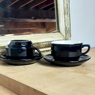 Duo tasses déjeuner Apilco Flora – Noir et blanc