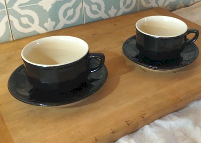 Duo tasses déjeuner Apilco Flora – Noir et blanc