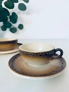 Saint Clément Vintage 70s Ceramic Stoneware Cup and Saucer Duo