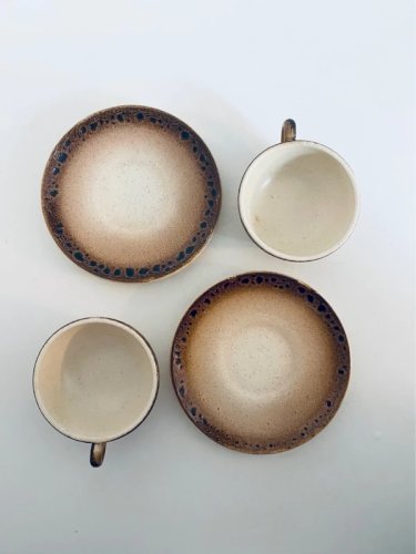 Duo Tasses et Soucoupes Saint Clément Céramique Grès Vintage 70s