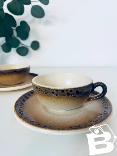 Duo Tasses et Soucoupes Saint Clément Céramique Grès Vintage 70s