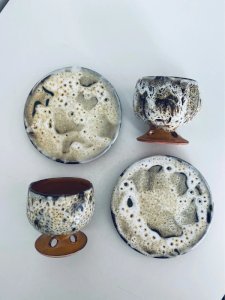 Duo Tasses et Soucoupes Vintage Brutaliste Fat Lava Vallauris – Francis Bongiovanni
