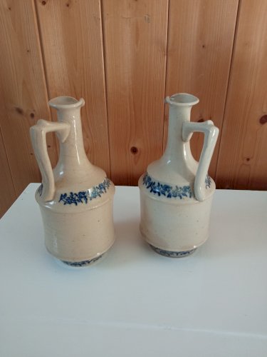 Duo vinaigre huile faience 1900-1930 