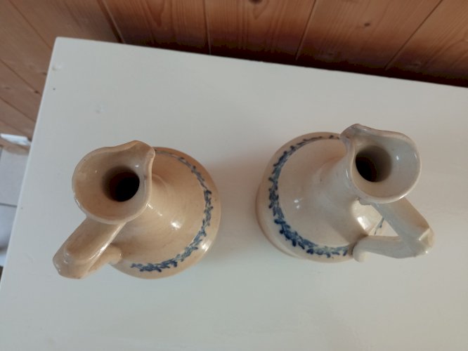 Duo vinaigre huile faience 1900-1930 