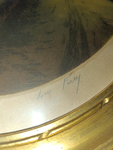 eau forte ou gravure à decor de ville (paysage) signature à identifier en bon etat