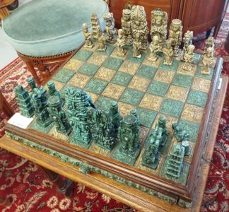 ECHIQUIER AZTEQUES Jeu Ancien Ethnique 2 Tiroirs Rangement 22MAG 19/12