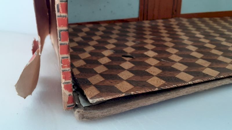 Ecole communale maison de poupée diorama 1900 ? pupitre balançoire