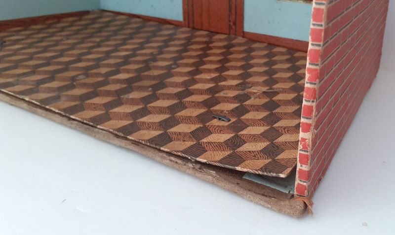 Ecole communale maison de poupée diorama 1900 ? pupitre balançoire