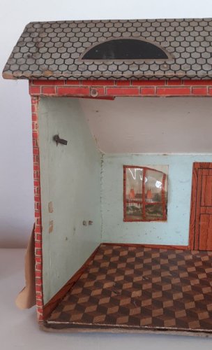 Ecole communale maison de poupée diorama 1900 ? pupitre balançoire