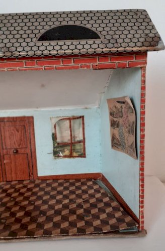 Ecole communale maison de poupée diorama 1900 ? pupitre balançoire