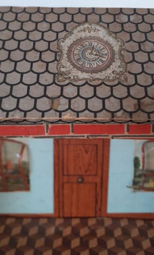 Ecole communale maison de poupée diorama 1900 ? pupitre balançoire