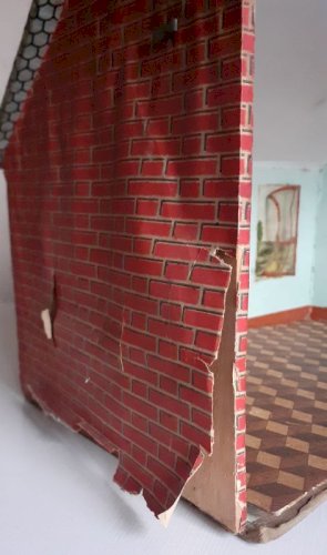 Ecole communale maison de poupée diorama 1900 ? pupitre balançoire