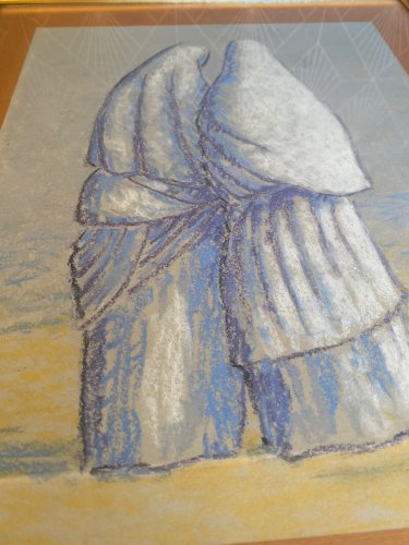 Ecole orientaliste moderne, paire de pastels. Signées. Encadrées et sous verre.