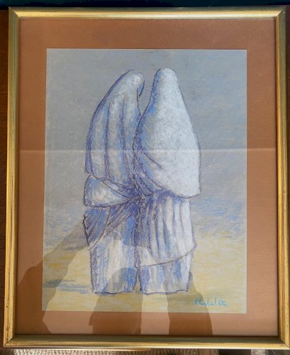 Ecole orientaliste moderne, paire de pastels. Signées. Encadrées et sous verre.