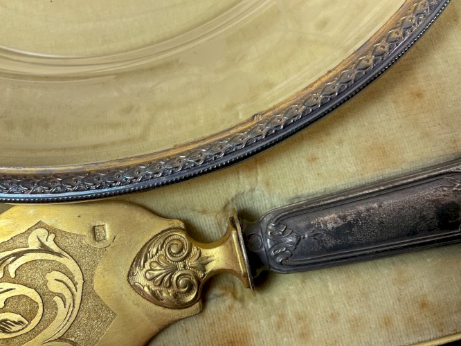 écrin de service à dessert  argent Minerve fourrer et cristal