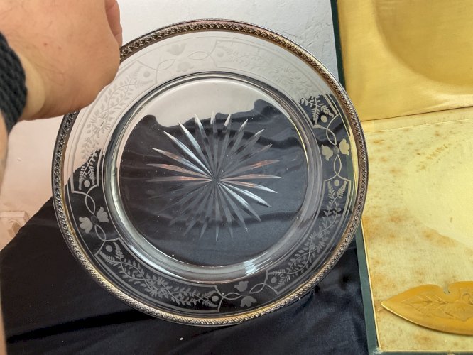 écrin de service à dessert  argent Minerve fourrer et cristal