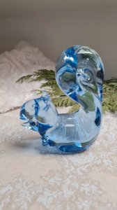 Ecureuil en cristal bleu vintage