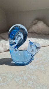 Ecureuil en cristal bleu vintage