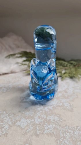 Ecureuil en cristal bleu vintage