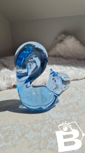 Ecureuil en cristal bleu vintage