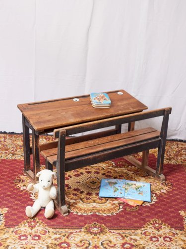 Edouard, le pupitre d'écolier double en bois N°554