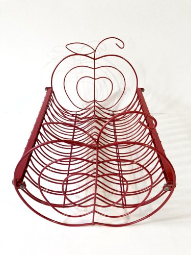 Égouttoir vintage en métal rouge, forme de pomme
