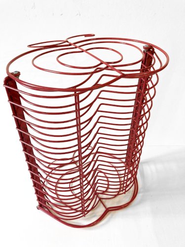 Égouttoir vintage en métal rouge, forme de pomme