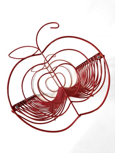 Égouttoir vintage en métal rouge, forme de pomme