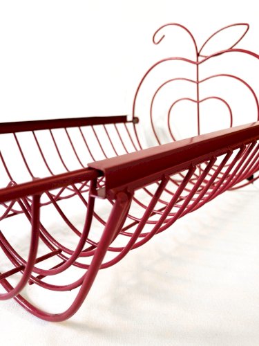Égouttoir vintage en métal rouge, forme de pomme