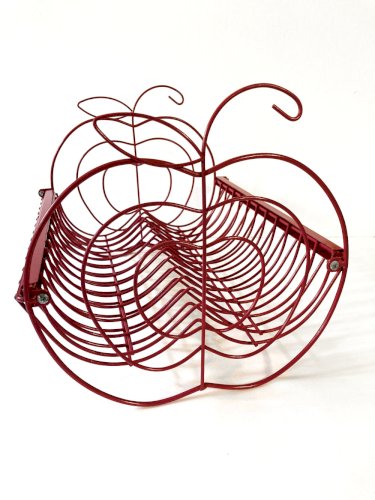 Égouttoir vintage en métal rouge, forme de pomme