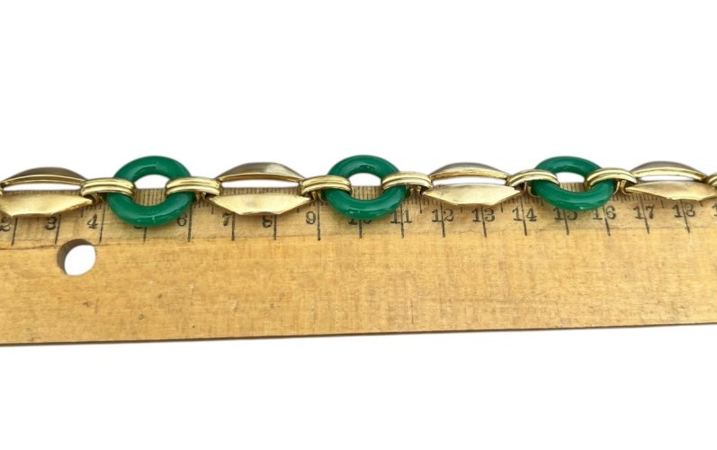 Elegant Bracelet vintage art déco 1925 Maillon Verre Vert Style Iconique