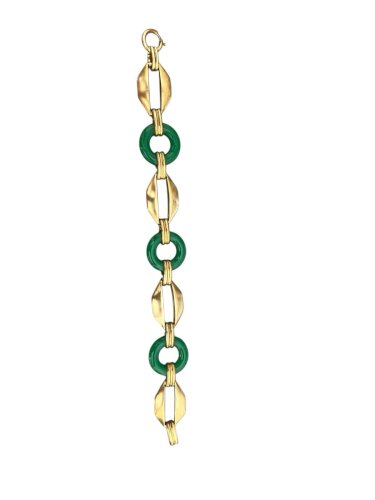 Elegant Bracelet vintage art déco 1925 Maillon Verre Vert Style Iconique