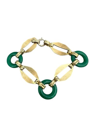 Elegant Bracelet vintage art déco 1925 Maillon Verre Vert Style Iconique