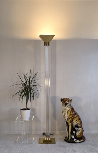 ✨✨ Magnifique et rare lampadaire Allemand signé VEREINIGTE WERKSTÄTTEN en lucite et laiton ✨✨